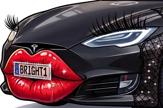lashes over the headlights, a full red mouth where a bumper used to be